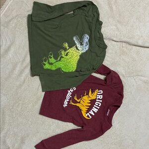 Jumping Beans Kids Dinosaur Long Sleeve Tees - Green and Red